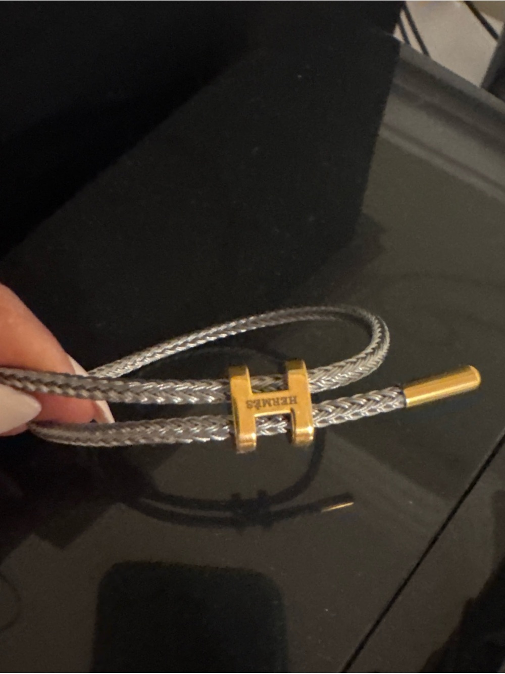 Silver & Gold H Bracelet Rope Cable with Signature H Clasp